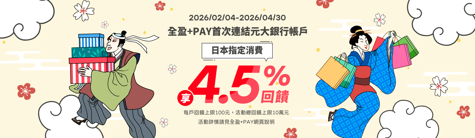 全盈+PAY日本PayPay消費享4.5%回饋